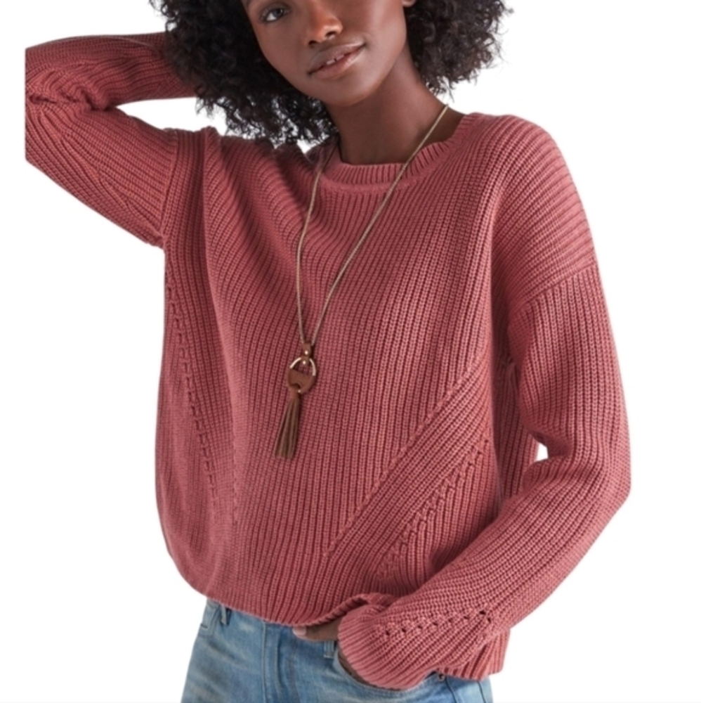 Lucky Brand Women's 100%‎ Cotton Coral Knit Sweater Tie Back Detail Size Medium
